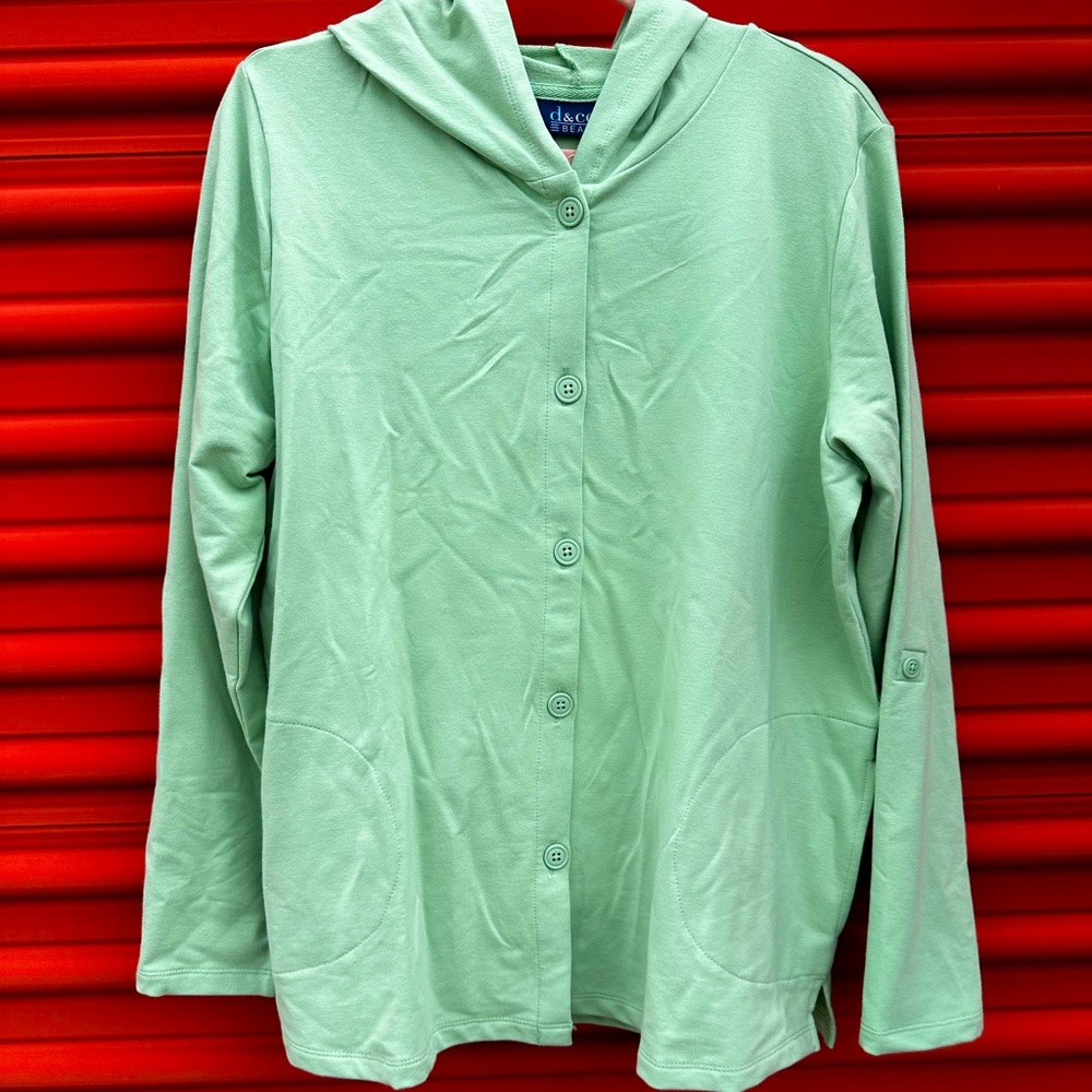 Mint Green Women's Button-Up Hoodie
